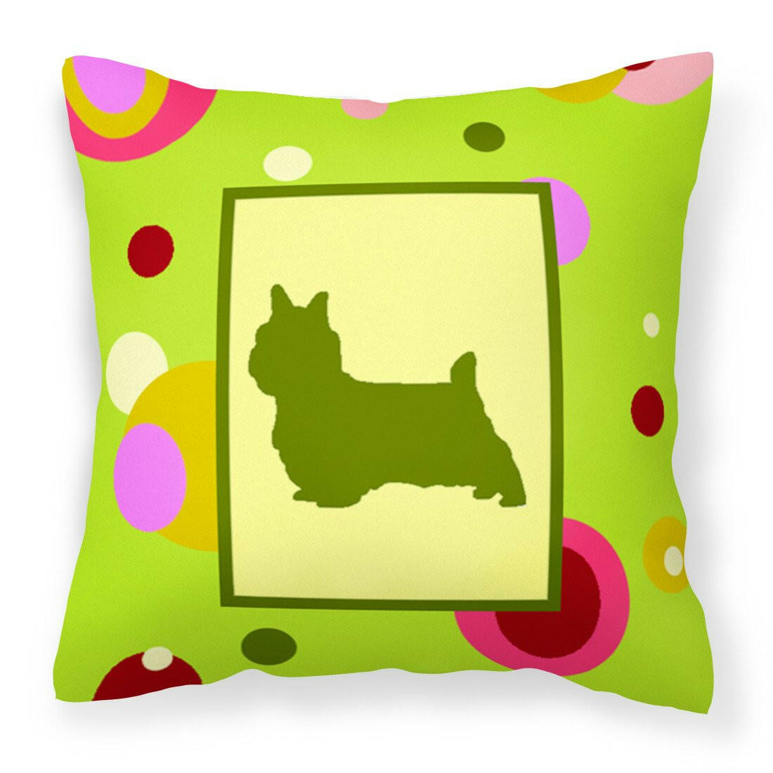 Lime Green Dots Norwich Terrier Fabric Decorative Pillow CK1056PW1414 by Caroline&#39;s Treasures
