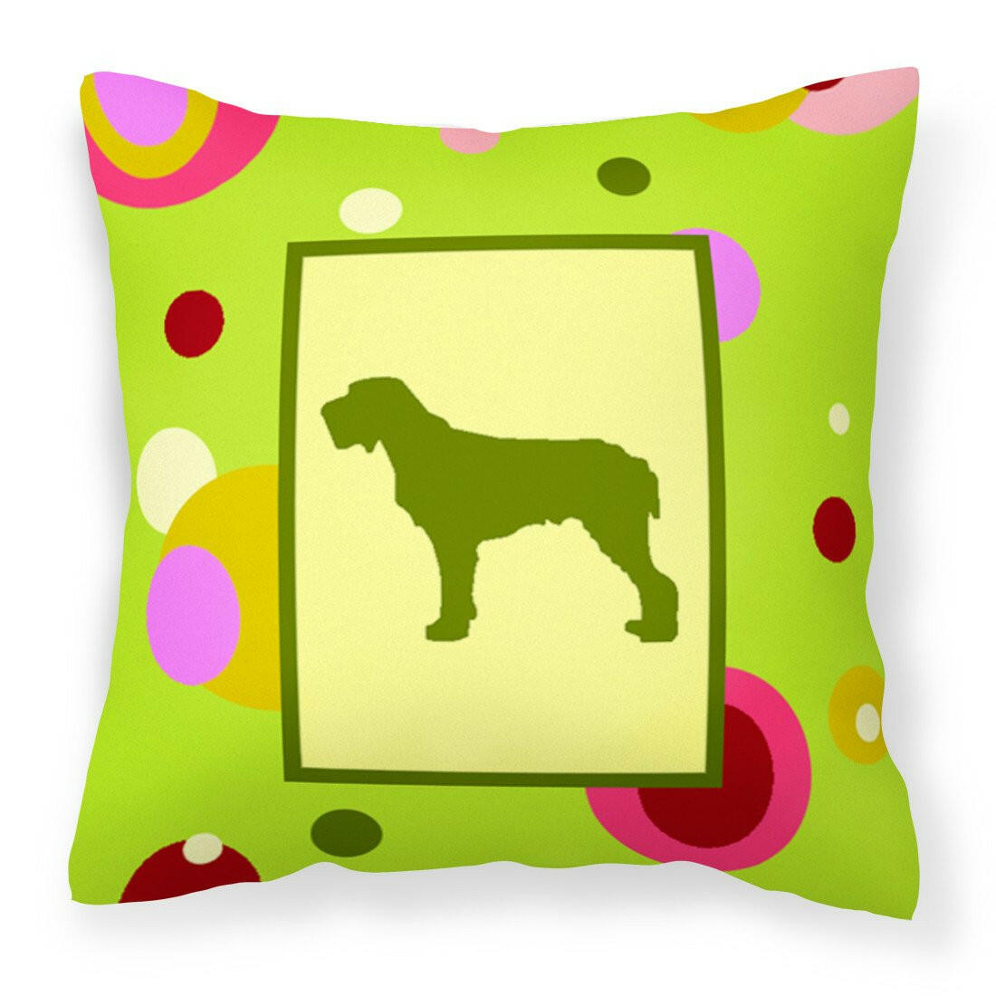 Lime Green Dots Italiano Spinone Fabric Decorative Pillow CK1059PW1414 by Caroline&#39;s Treasures