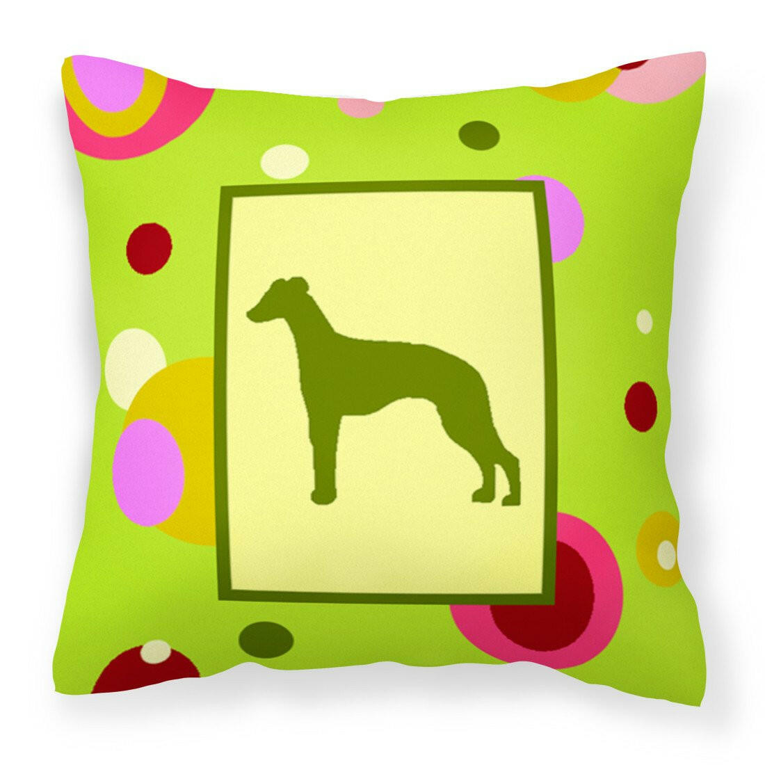 Lime Green Dots Whippet Fabric Decorative Pillow CK1072PW1414 by Caroline's Treasures
