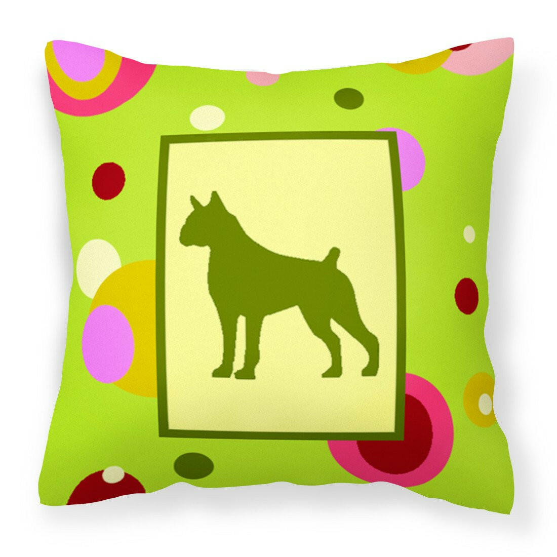 Lime Green Dots Boxer Fabric Decorative Pillow CK1075PW1414 by Caroline&#39;s Treasures