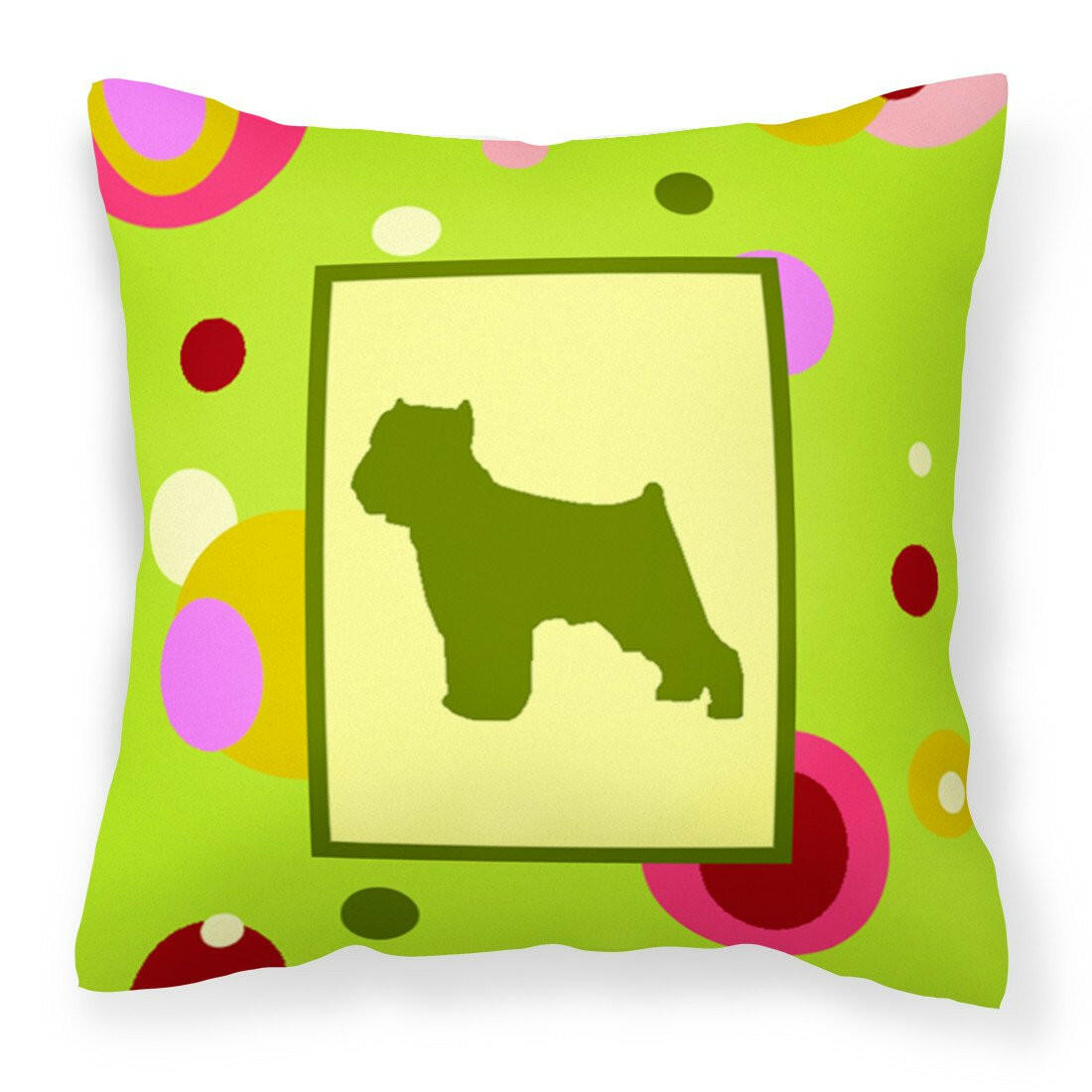 Lime Green Dots Brussels Griffon  Fabric Decorative Pillow CK1096PW1414 by Caroline&#39;s Treasures