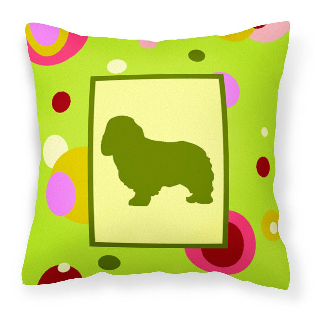 Lime Green Dots Cavalier Spaniel Fabric Decorative Pillow CK1097PW1414 by Caroline's Treasures