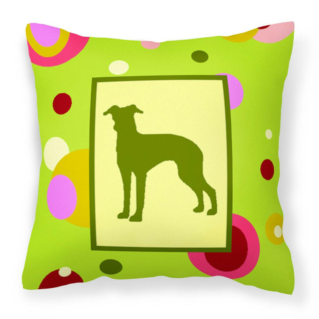 Lime Green Dots Italian Greyhound  Fabric Decorative Pillow CK1102PW1414 by Caroline&#39;s Treasures