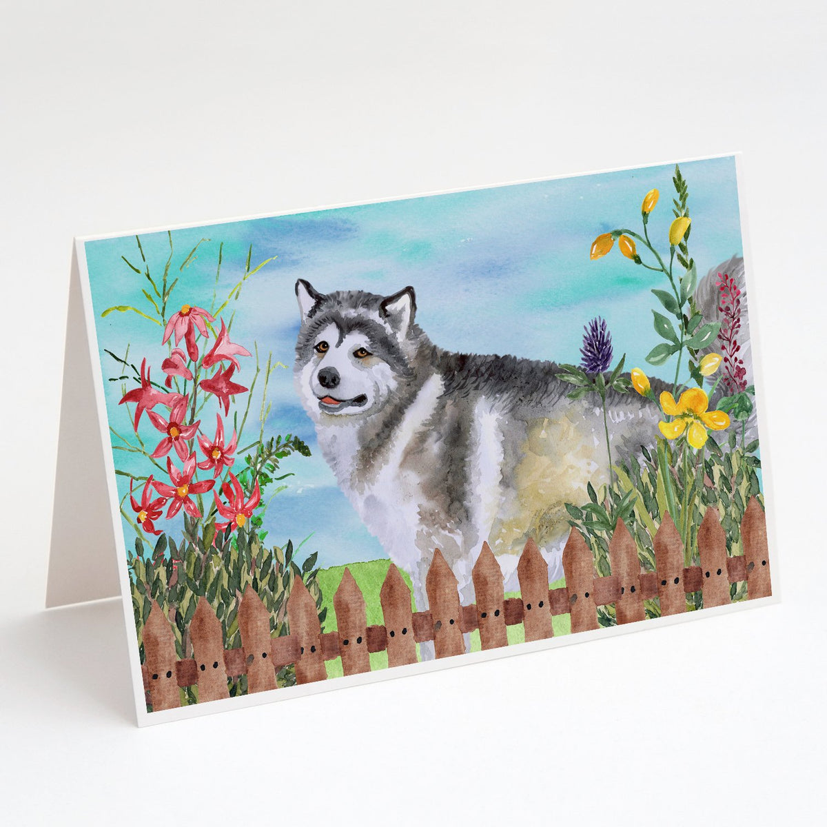 Buy this Alaskan Malamute Spring Greeting Cards and Envelopes Pack of 8