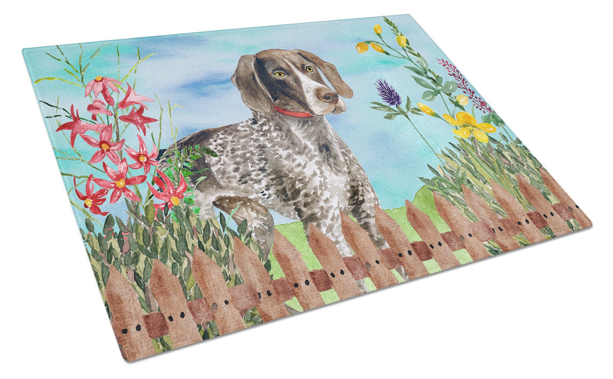 German Shorthaired Pointer Spring Glass Cutting Board Large CK1203LCB by Caroline&#39;s Treasures