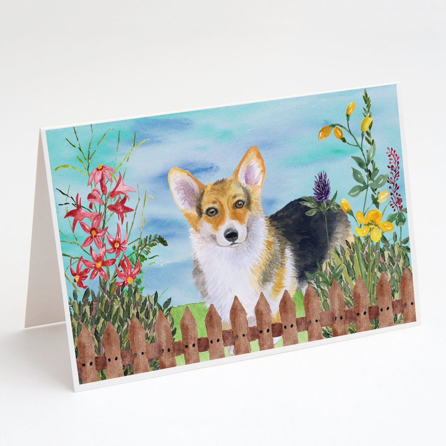 Buy this Pembroke Corgi Spring Greeting Cards and Envelopes Pack of 8