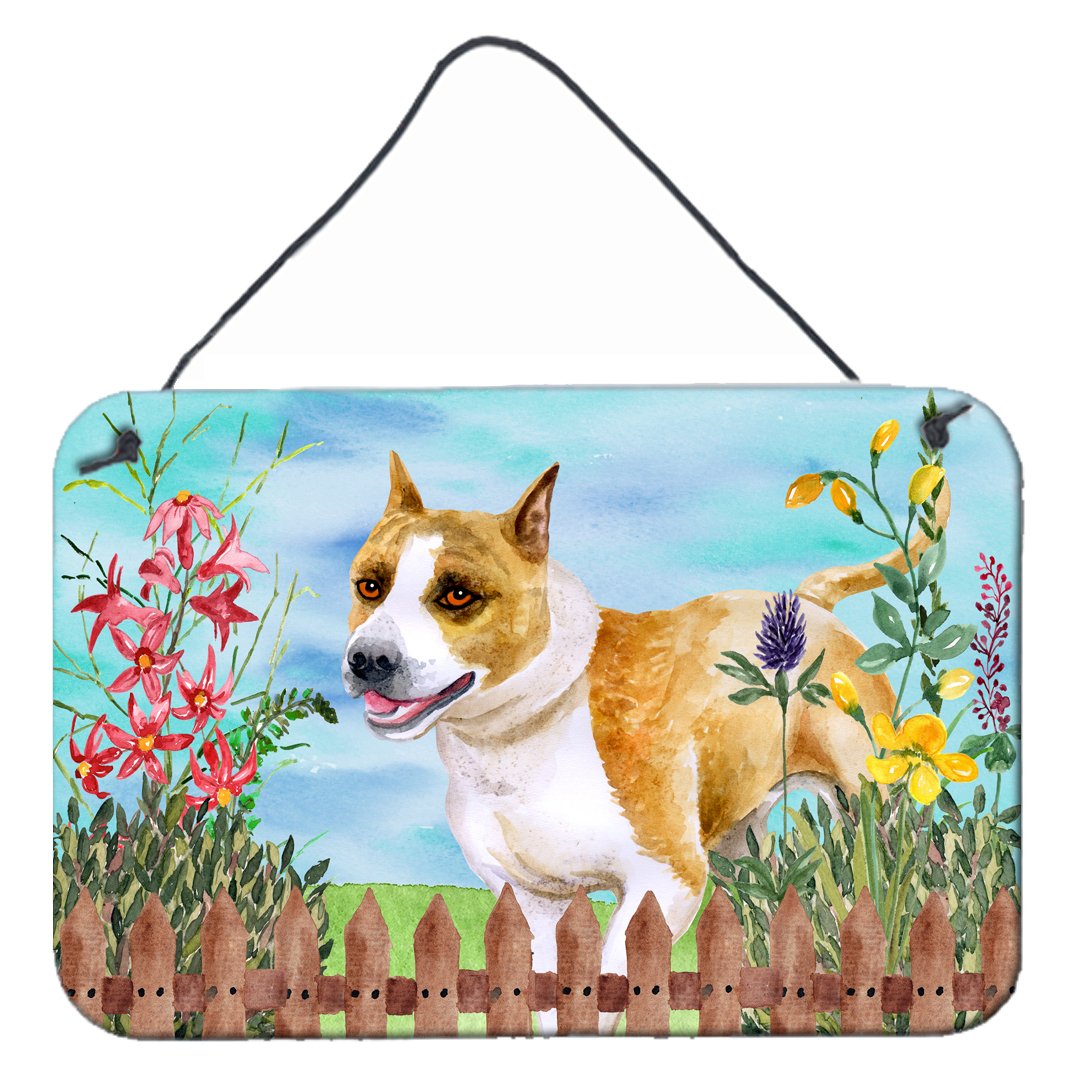 American Staffordshire Spring Wall or Door Hanging Prints CK1206DS812 by Caroline&#39;s Treasures