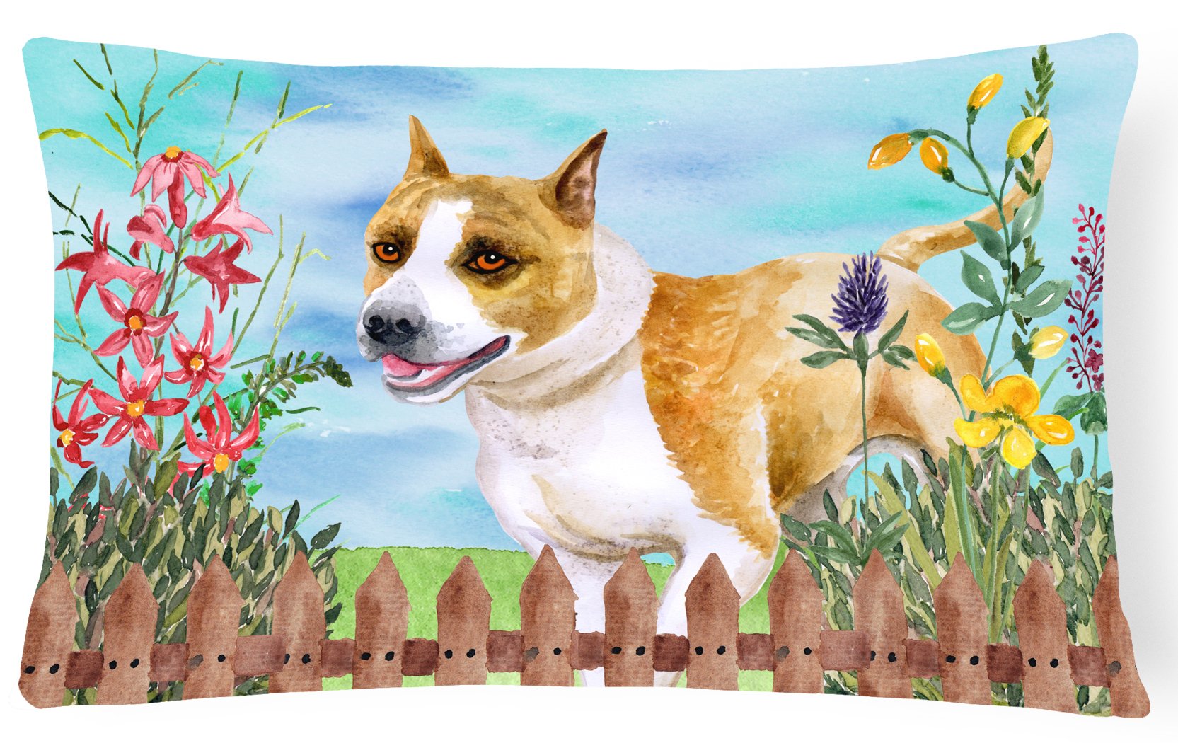 American Staffordshire Spring Canvas Fabric Decorative Pillow CK1206PW1216 by Caroline's Treasures