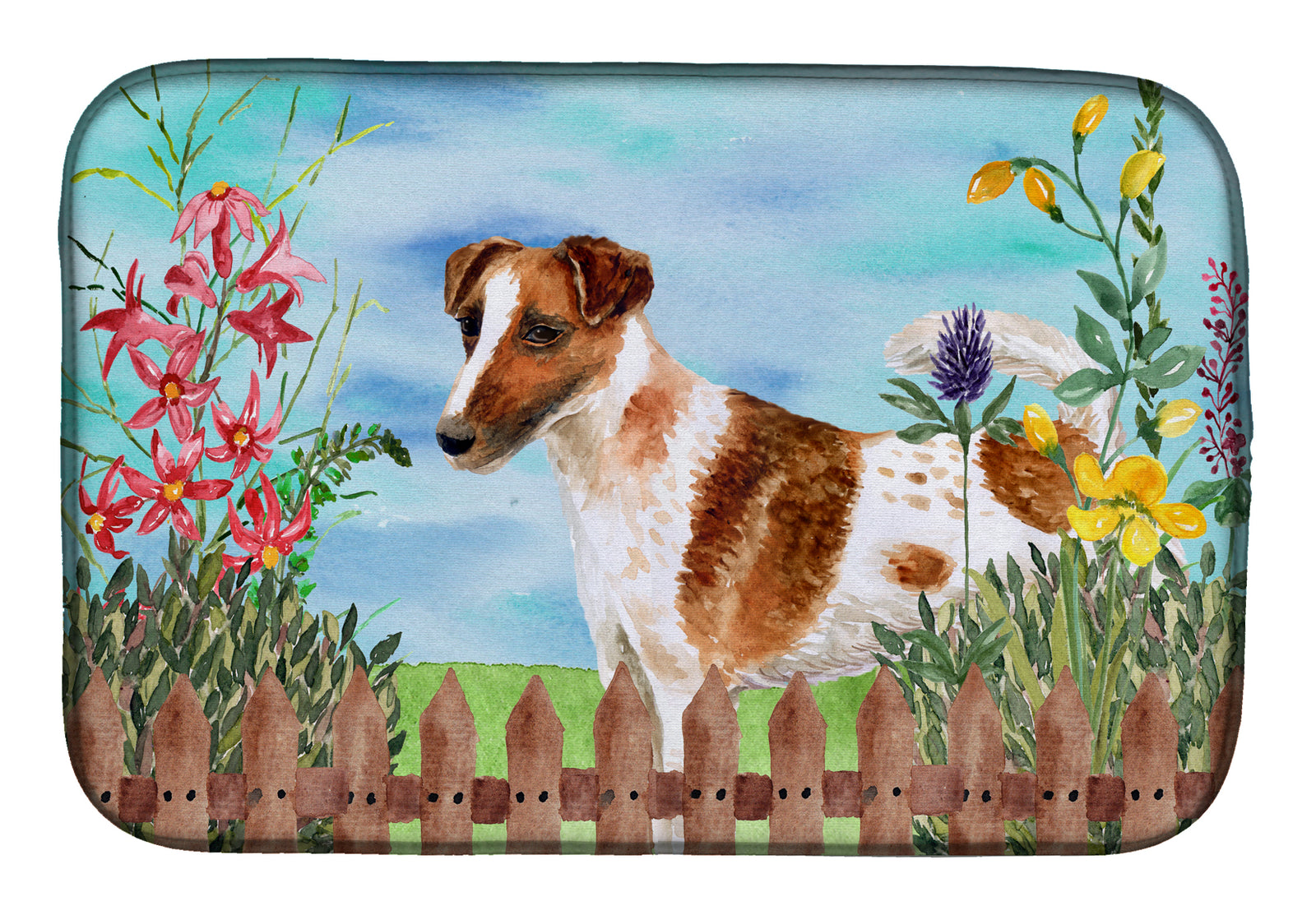 Smooth Fox Terrier Spring Dish Drying Mat CK1209DDM  the-store.com.