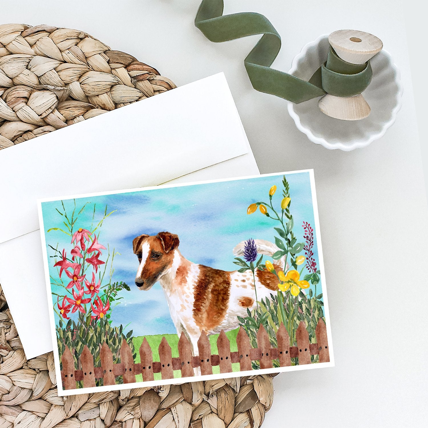 Smooth Fox Terrier Spring Greeting Cards and Envelopes Pack of 8 - the-store.com