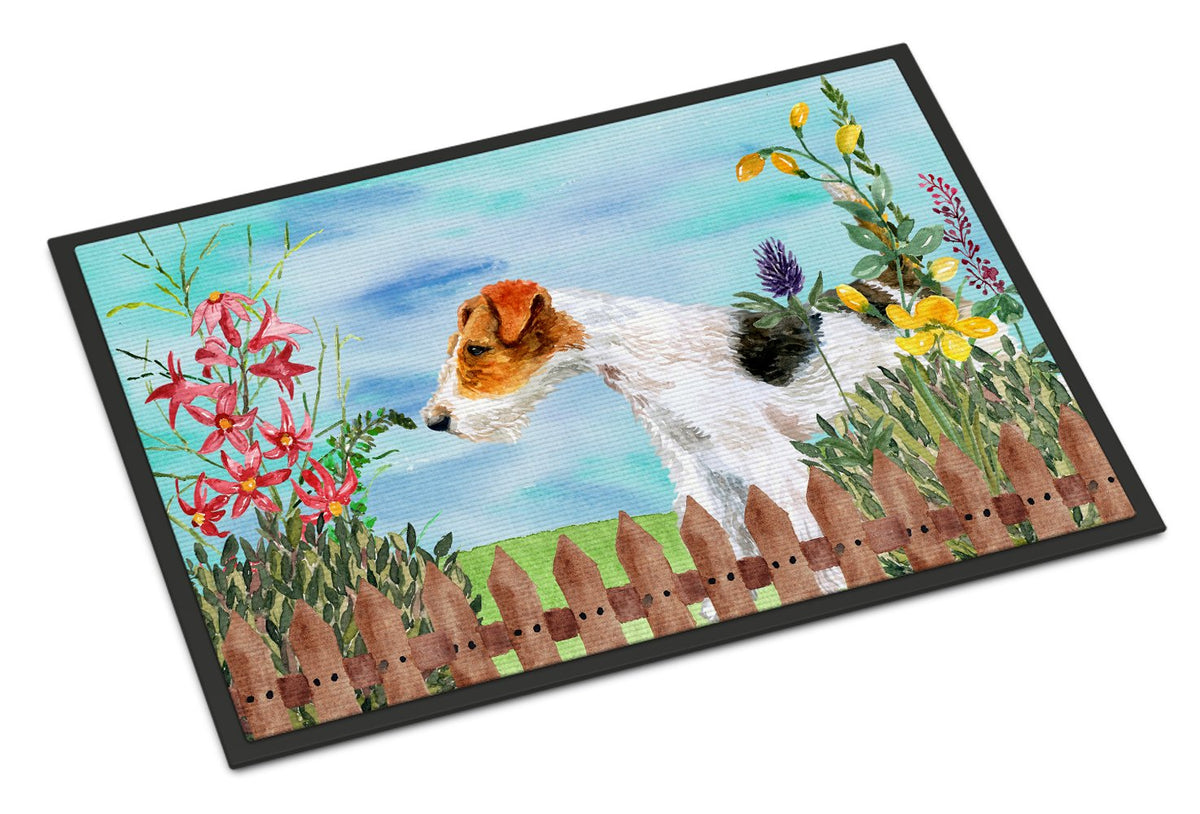 Fox Terrier Spring Indoor or Outdoor Mat 24x36 CK1212JMAT by Caroline&#39;s Treasures
