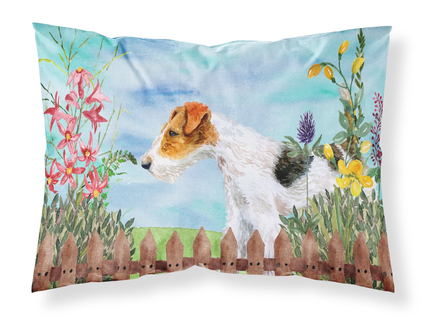 Fox Terrier Spring Fabric Standard Pillowcase CK1212PILLOWCASE by Caroline's Treasures