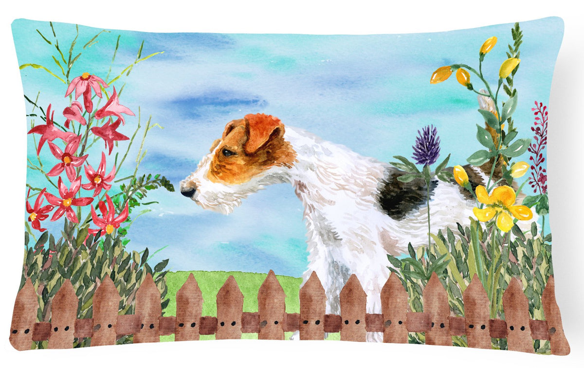 Fox Terrier Spring Canvas Fabric Decorative Pillow CK1212PW1216 by Caroline&#39;s Treasures