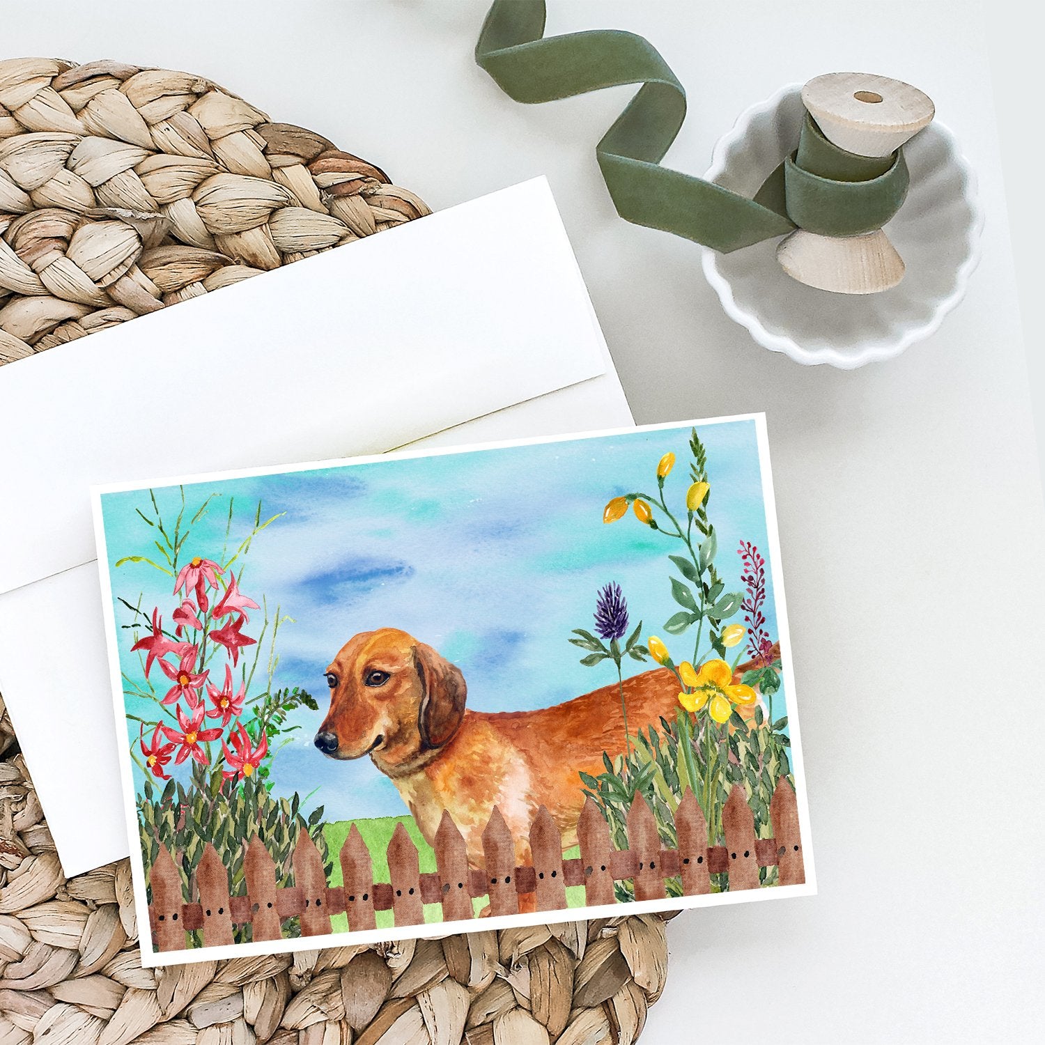 Dachshund Spring Greeting Cards and Envelopes Pack of 8 - the-store.com