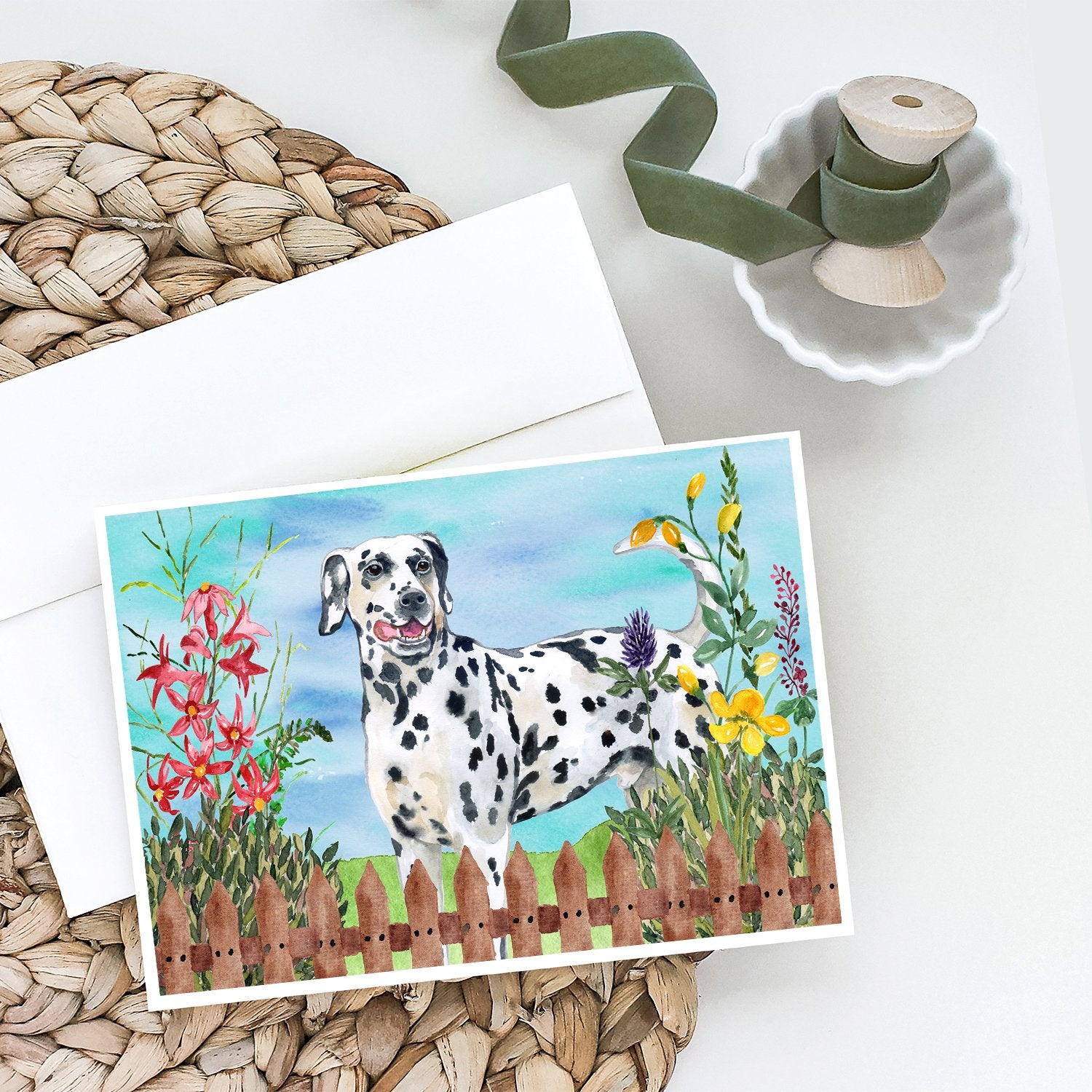 Dalmatian Spring Greeting Cards and Envelopes Pack of 8 - the-store.com