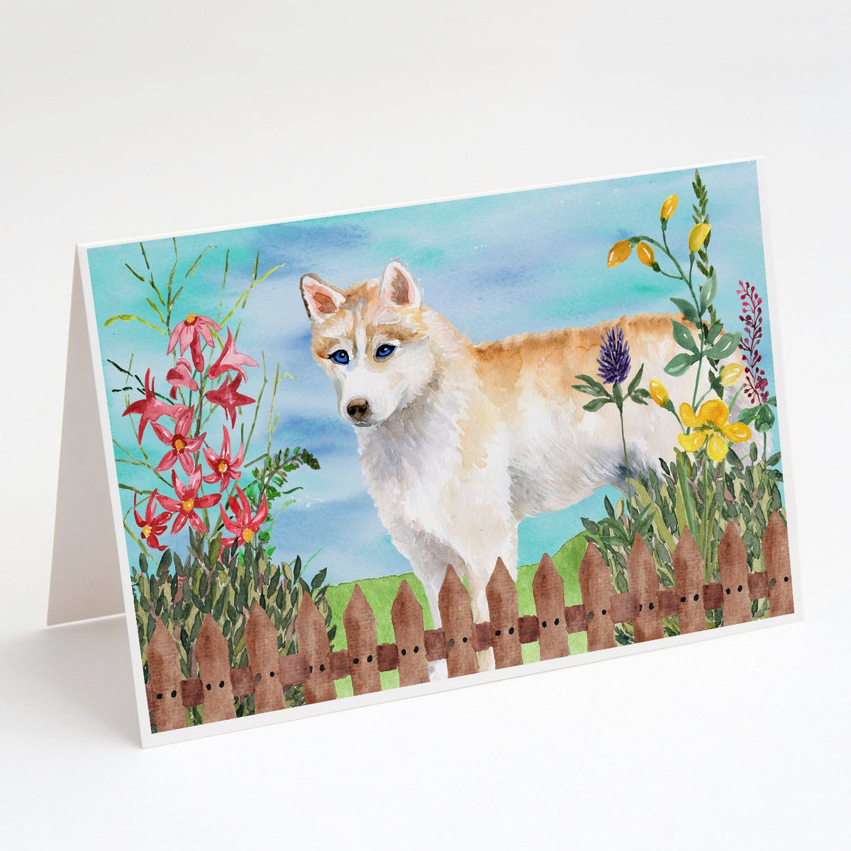 Buy this Siberian Husky Spring Greeting Cards and Envelopes Pack of 8