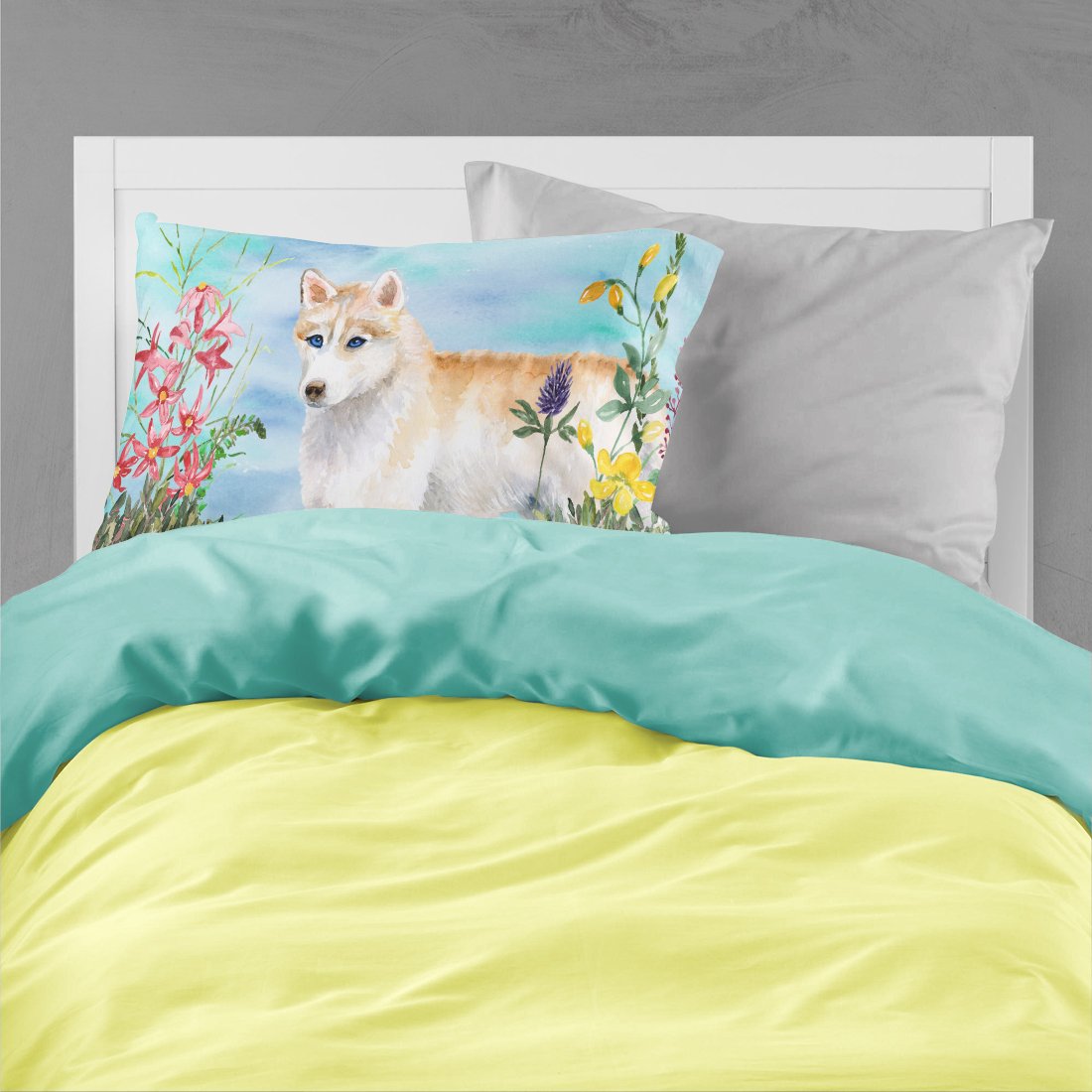 Siberian Husky Spring Fabric Standard Pillowcase CK1217PILLOWCASE by Caroline's Treasures