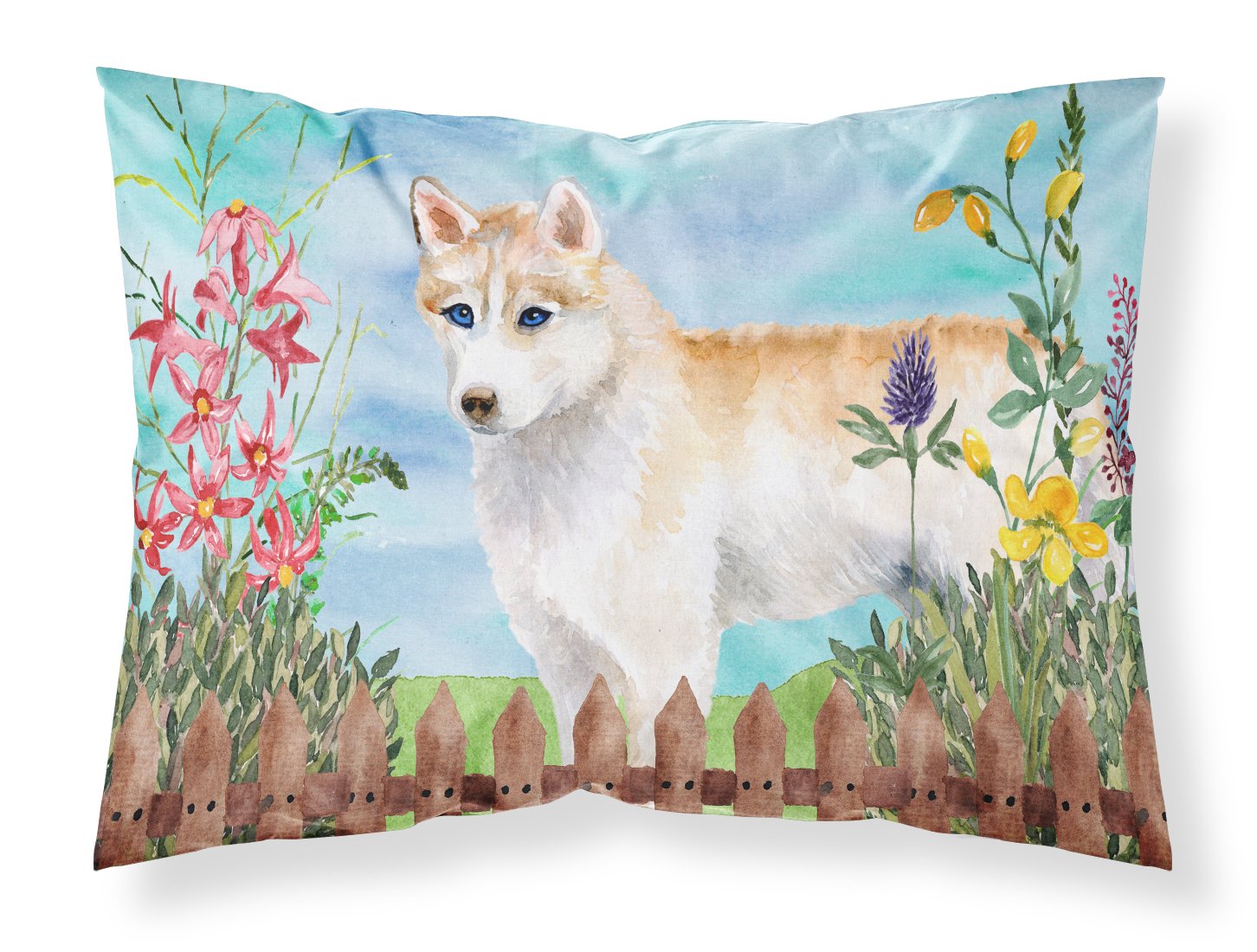 Siberian Husky Spring Fabric Standard Pillowcase CK1217PILLOWCASE by Caroline's Treasures