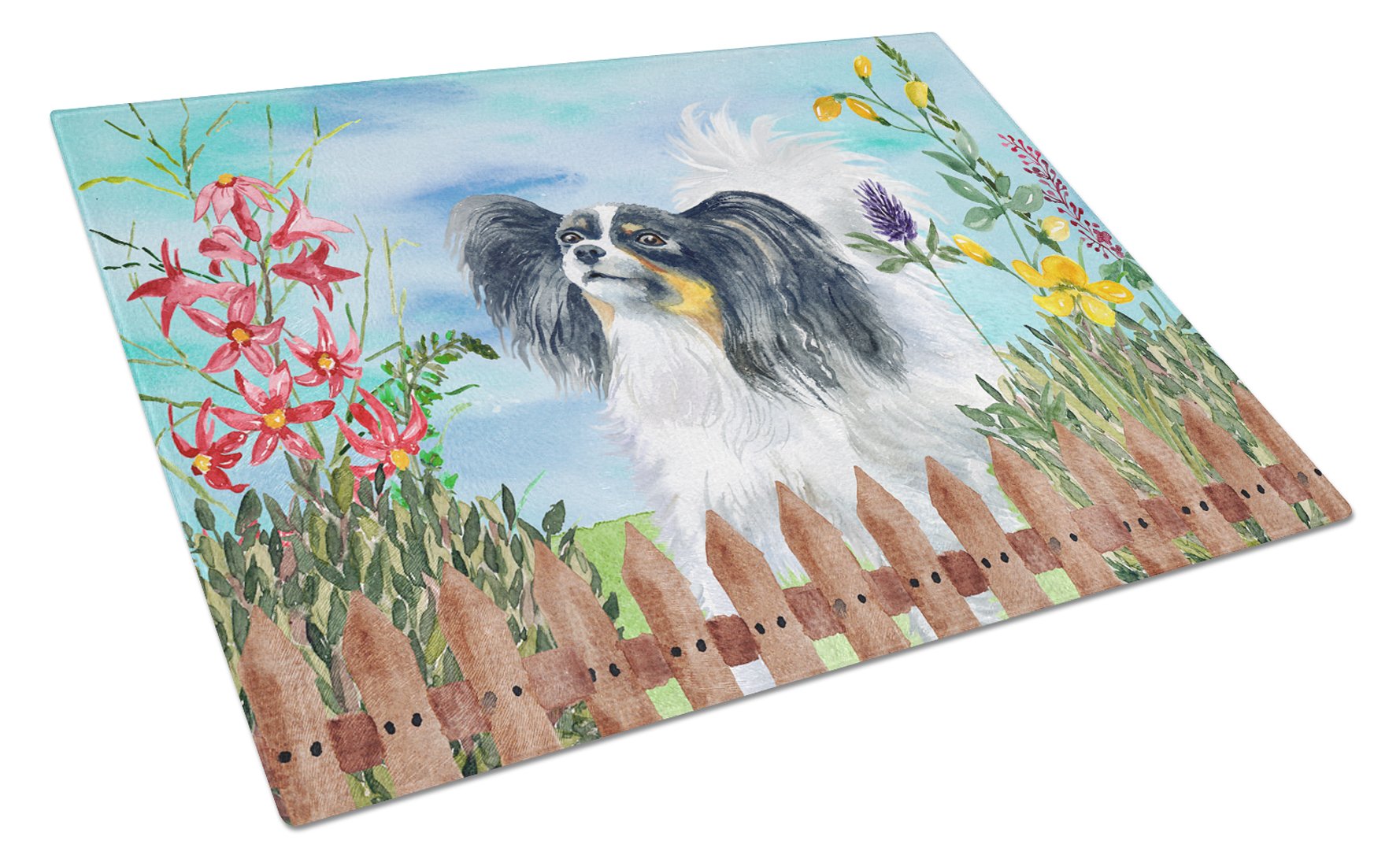 Papillon Spring Glass Cutting Board Large CK1219LCB by Caroline's Treasures