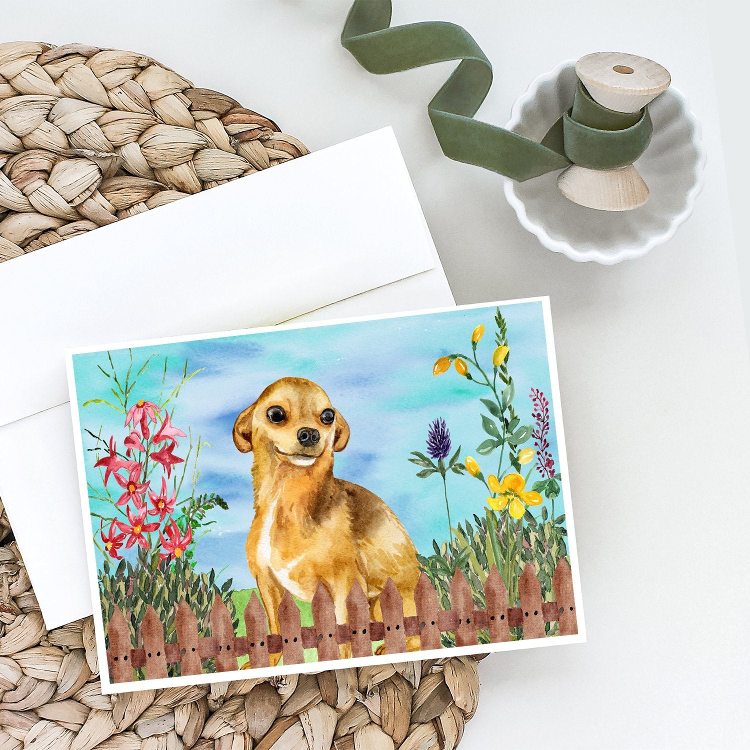 Chihuahua Spring Greeting Cards and Envelopes Pack of 8 - the-store.com