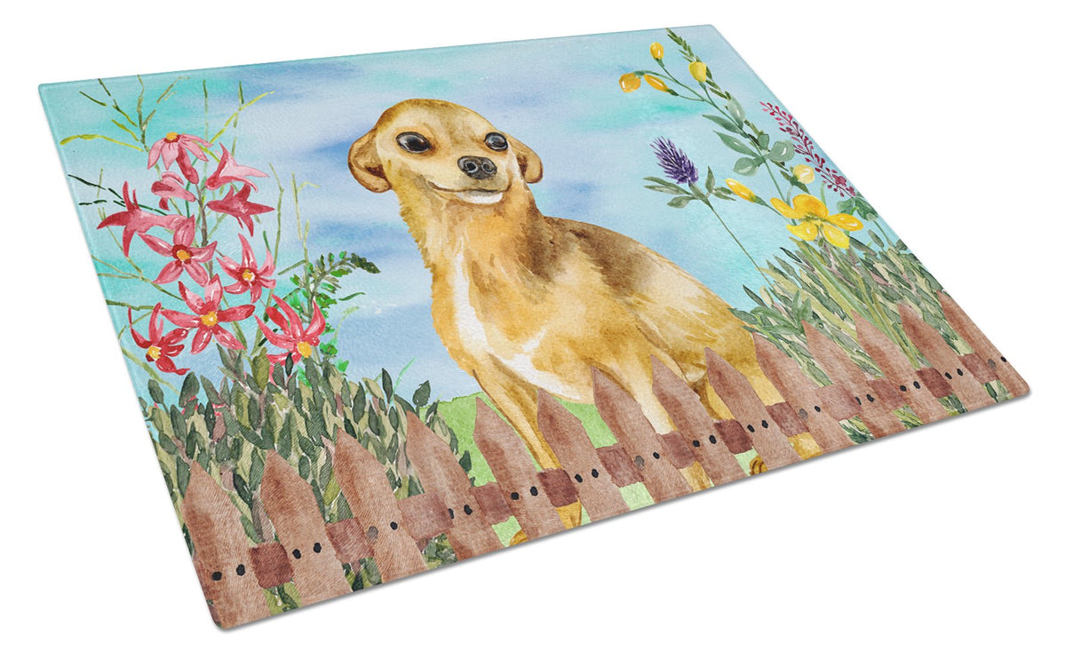 Chihuahua Spring Glass Cutting Board Large CK1220LCB by Caroline&#39;s Treasures