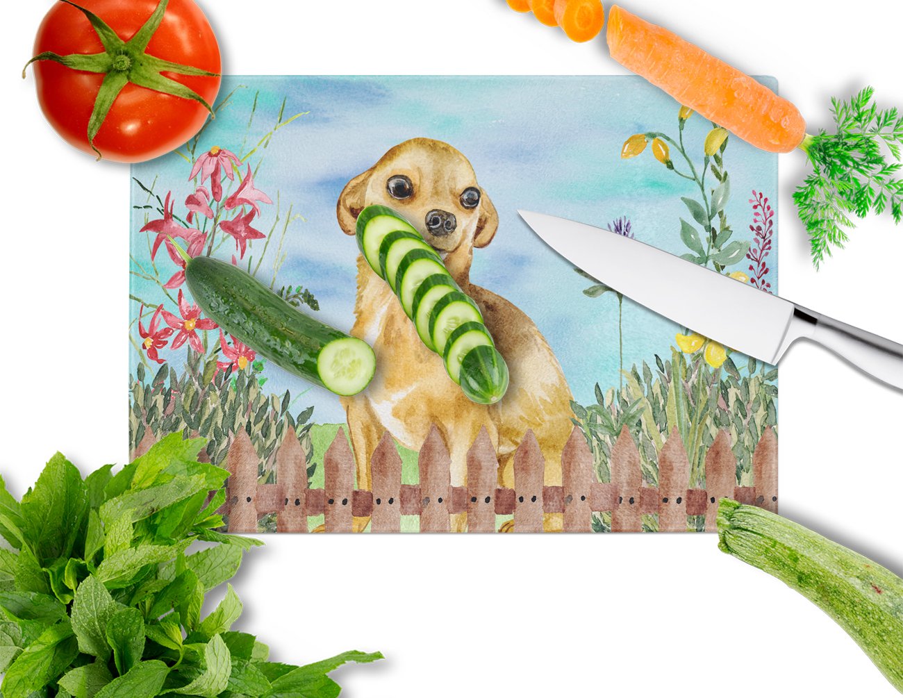 Chihuahua Spring Glass Cutting Board Large CK1220LCB by Caroline's Treasures