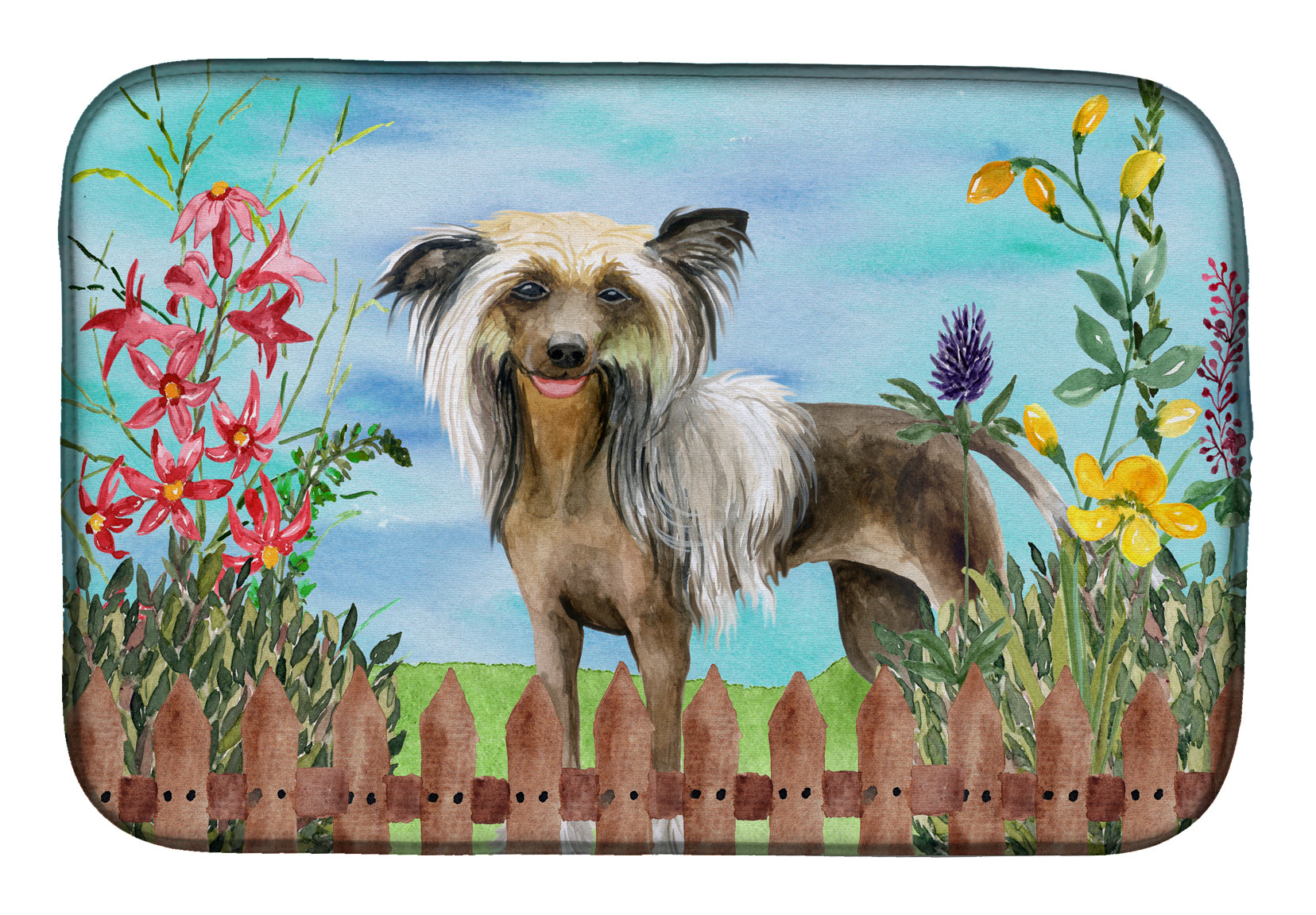 Chinese Crested Spring Dish Drying Mat CK1221DDM  the-store.com.