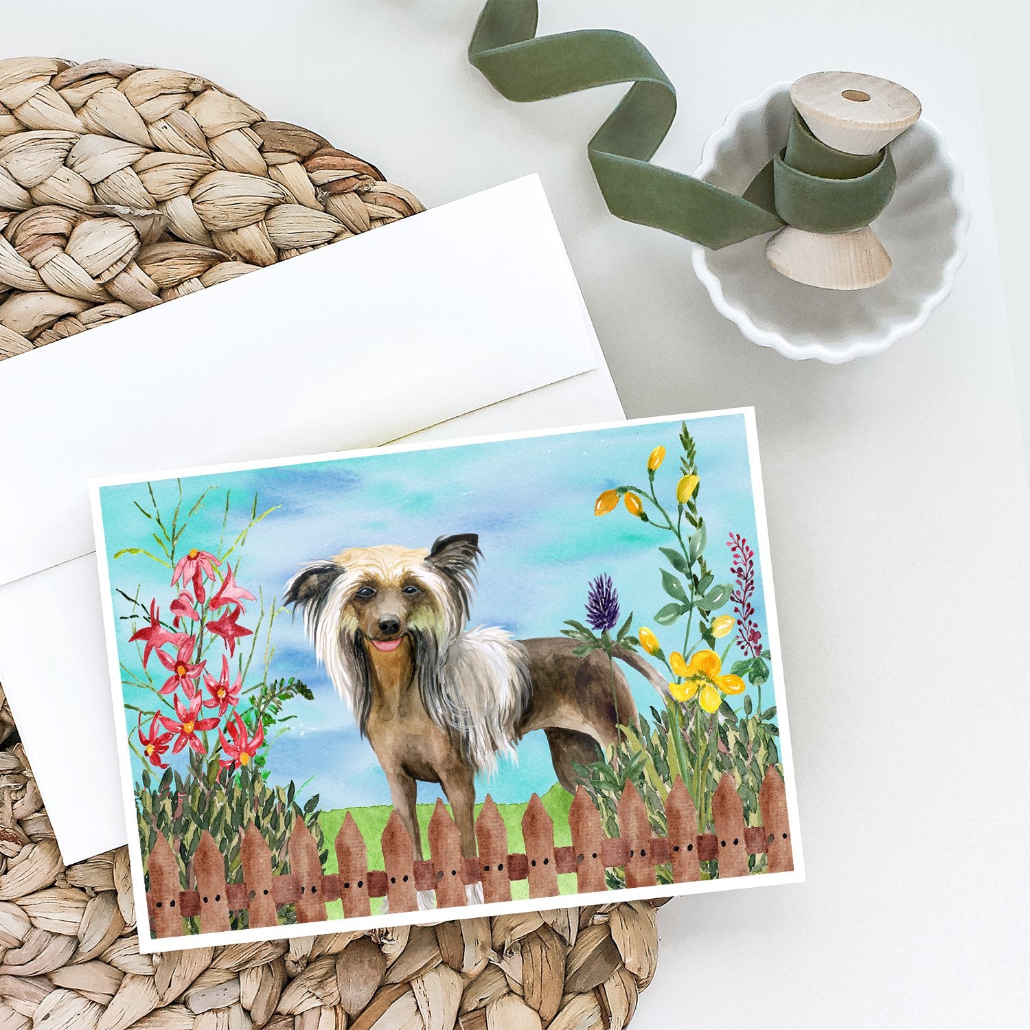 Chinese Crested Spring Greeting Cards and Envelopes Pack of 8 - the-store.com