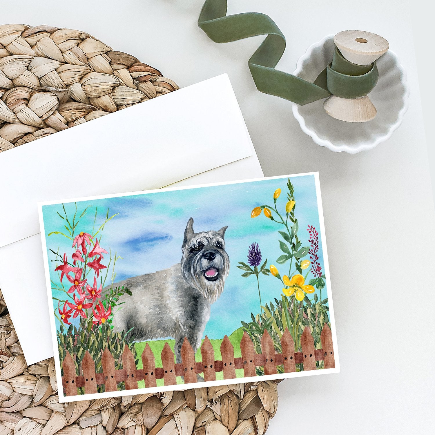 Schnauzer Spring Greeting Cards and Envelopes Pack of 8 - the-store.com