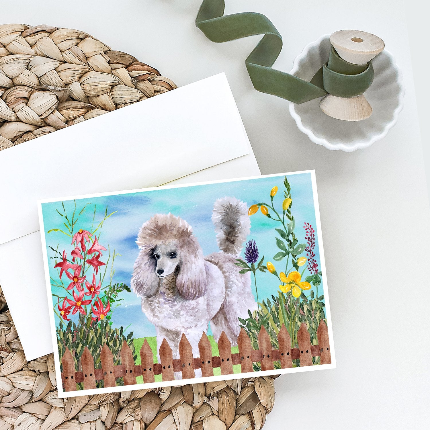 Poodle Spring Greeting Cards and Envelopes Pack of 8 - the-store.com