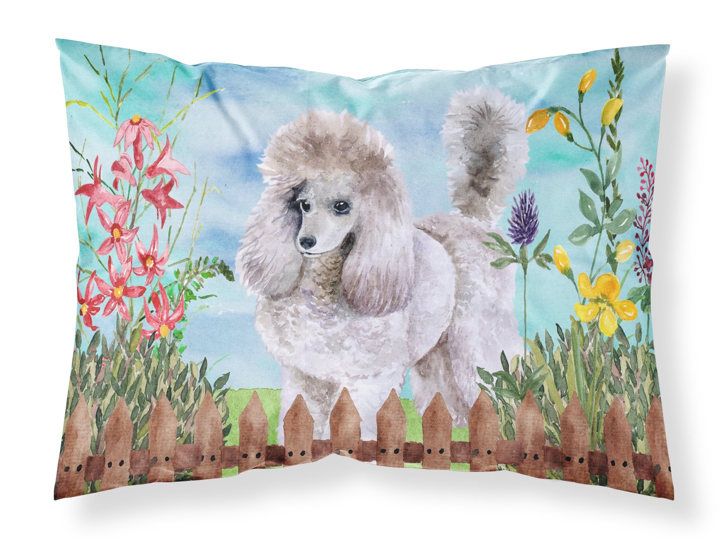 Poodle Spring Fabric Standard Pillowcase CK1227PILLOWCASE by Caroline's Treasures