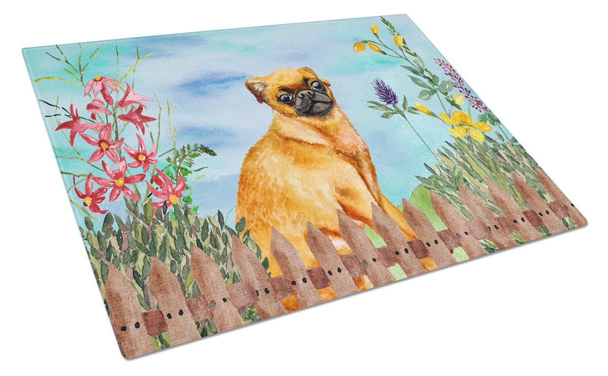 Caroline's Treasures Small Brabant Griffon Spring Glass Cutting Boards – Durable, Decorative Kitchen Art Large CK1229LCB