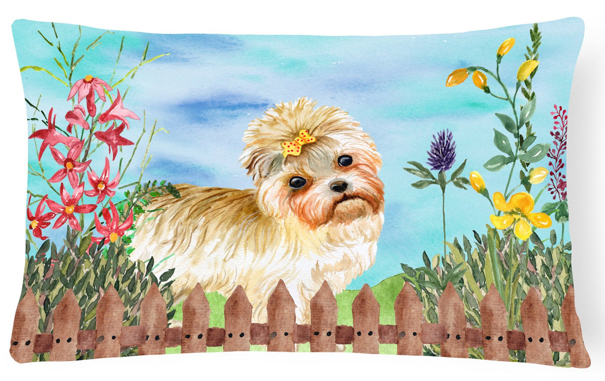 Morkie Spring Canvas Fabric Decorative Pillow CK1230PW1216 by Caroline&#39;s Treasures