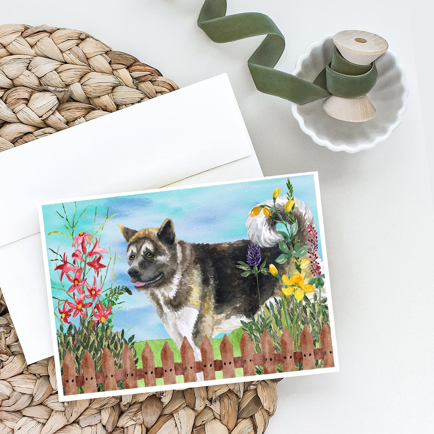 American Akita Spring Greeting Cards and Envelopes Pack of 8 - the-store.com