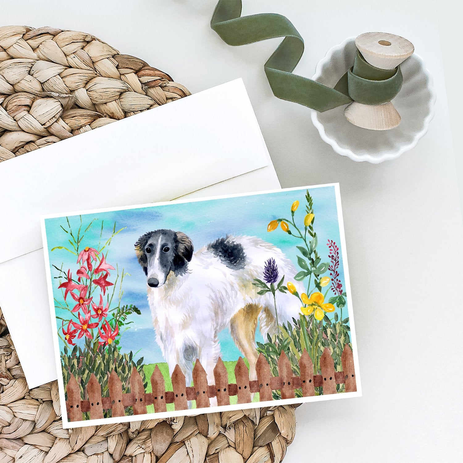 Borzoi Spring Greeting Cards and Envelopes Pack of 8 - the-store.com