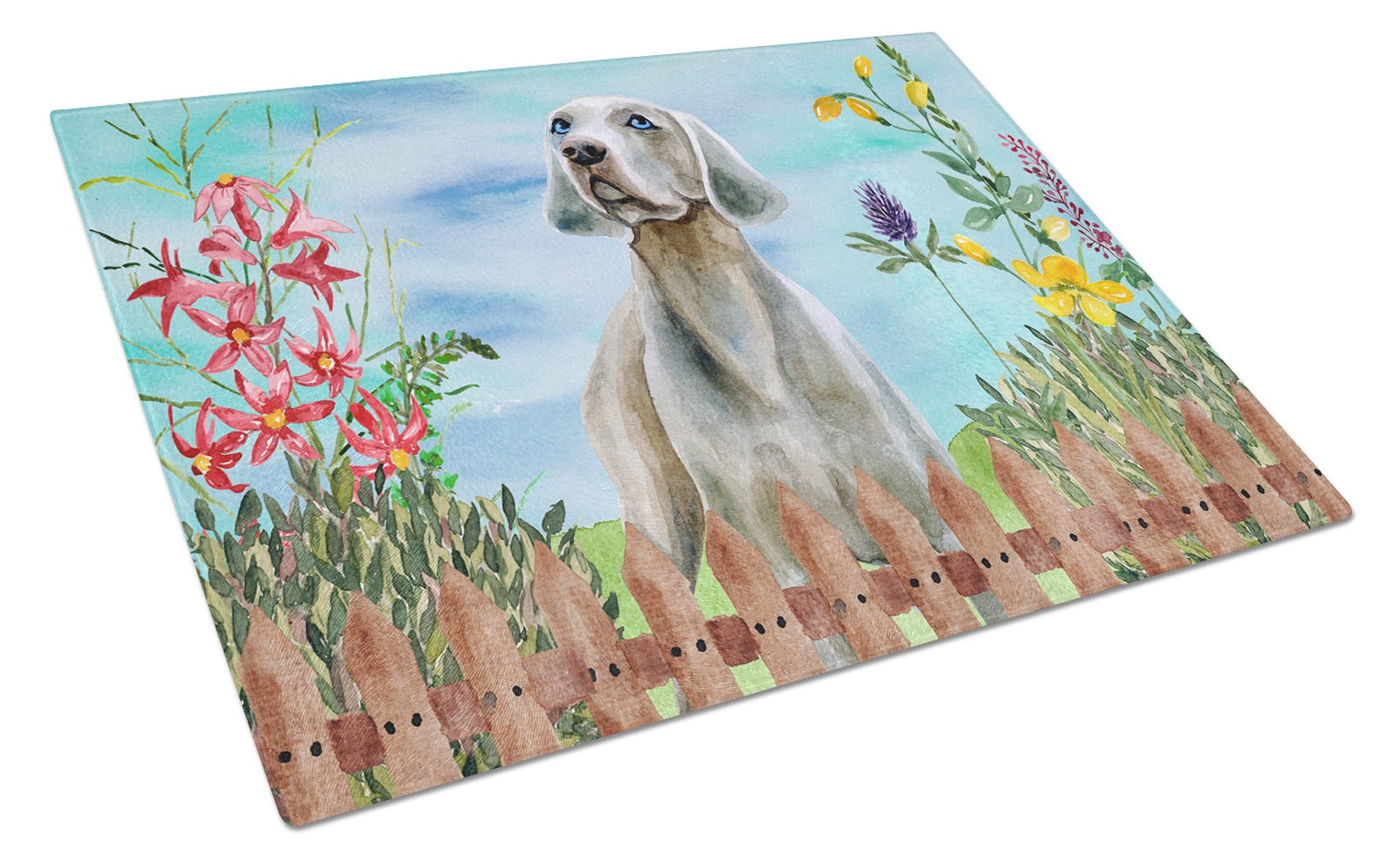 Caroline's Treasures Weimaraner Spring Glass Cutting Boards – Durable, Decorative Kitchen Art Large CK1236LCB