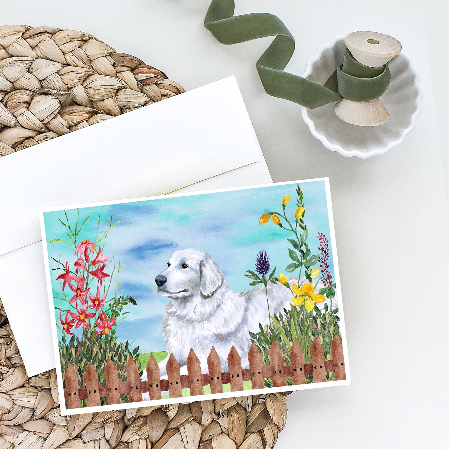 Maremma Sheepdog Spring Greeting Cards and Envelopes Pack of 8 - the-store.com