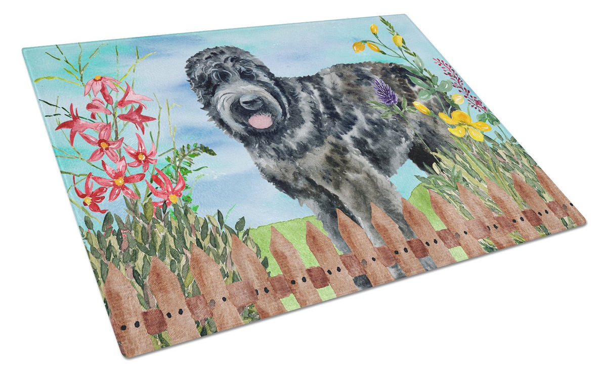 Black Russian Terrier Spring Glass Cutting Board Large CK1239LCB by Caroline&#39;s Treasures