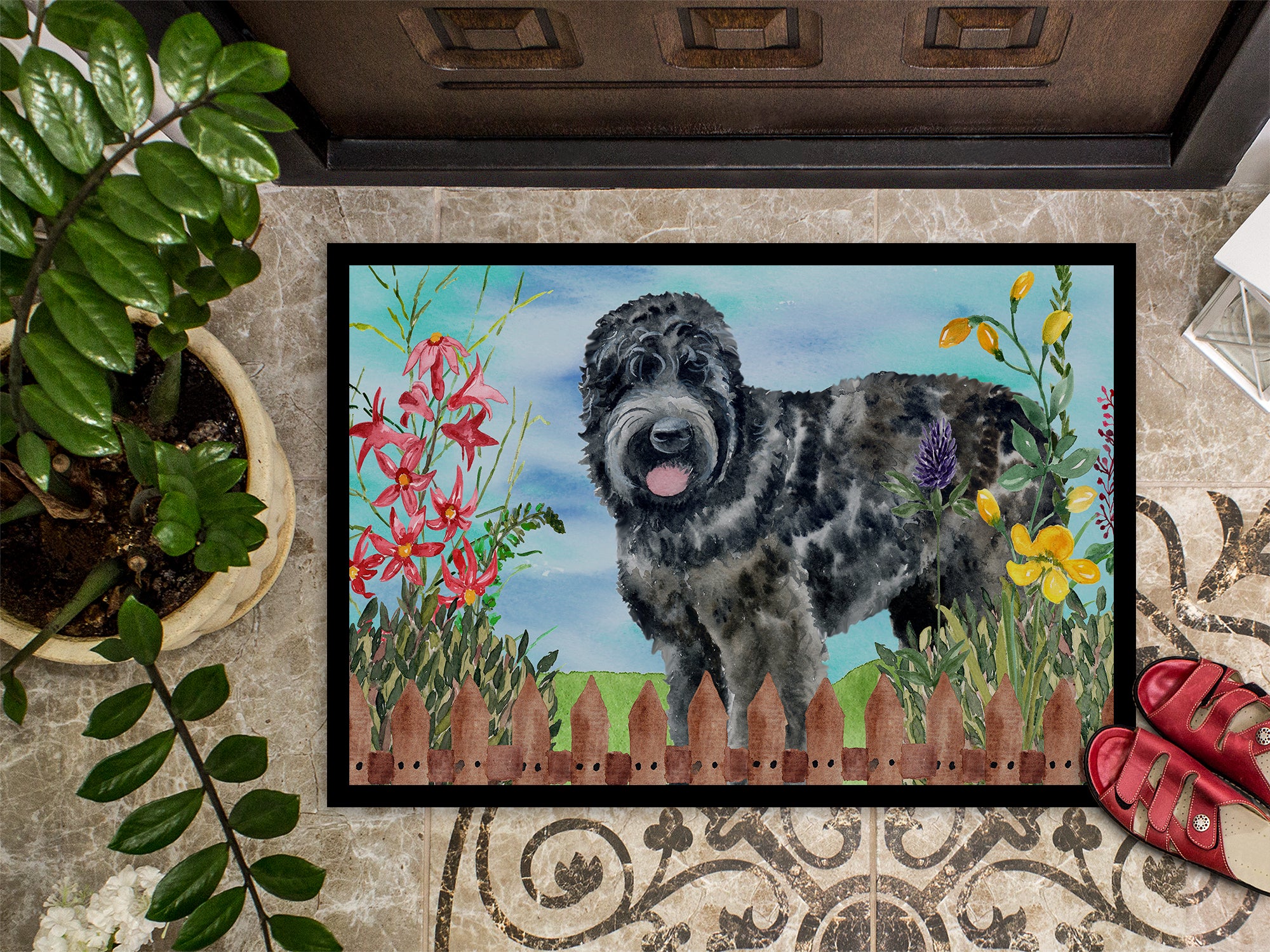 Black Russian Terrier Spring Indoor or Outdoor Mat 18x27 CK1239MAT - the-store.com