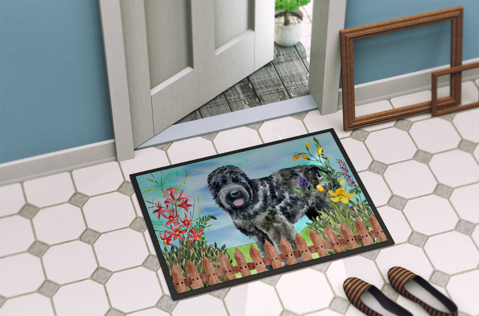 Black Russian Terrier Spring Indoor or Outdoor Mat 18x27 CK1239MAT - the-store.com