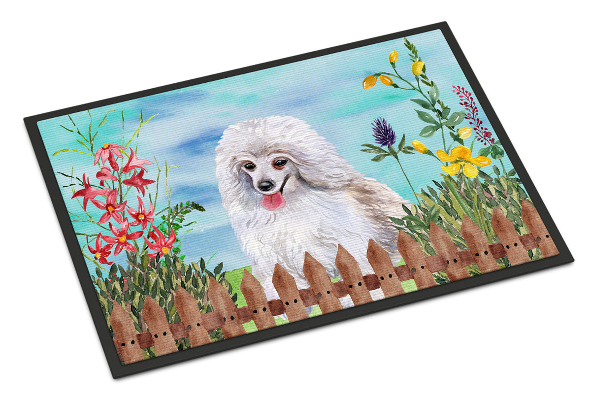 Medium White Poodle Spring Indoor or Outdoor Mat 18x27 CK1245MAT - the-store.com