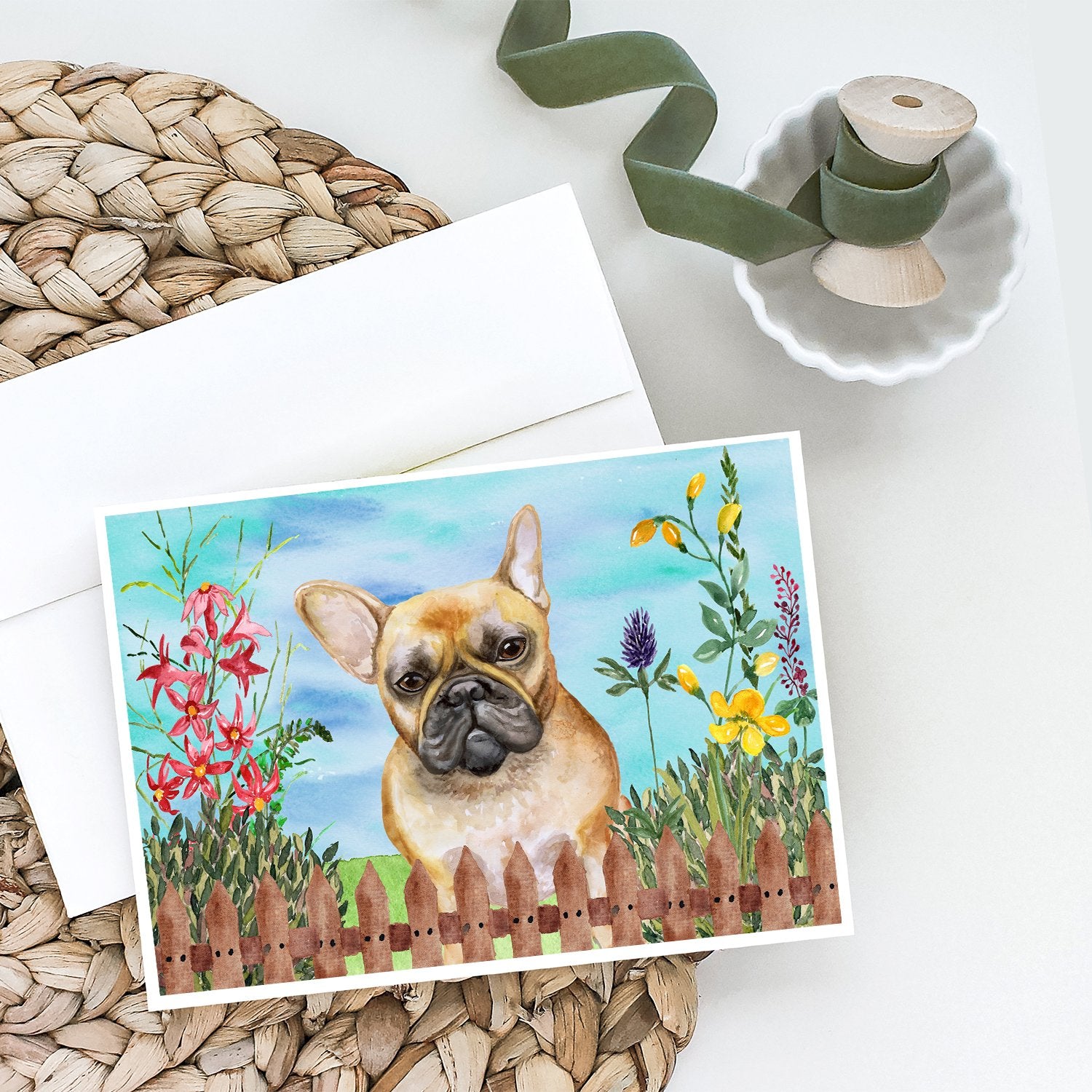 Buy this French Bulldog Spring Greeting Cards and Envelopes Pack of 8