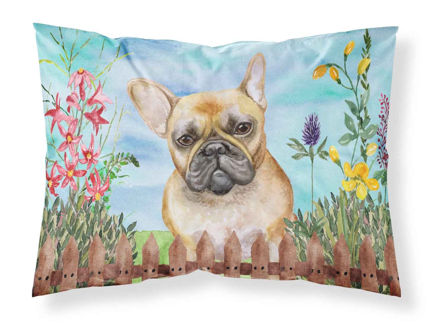 Caroline's Treasures French Bulldog Spring Standard Pillowcase – Artistic Decorative Front, White Back CK1250PILLOWCASE
