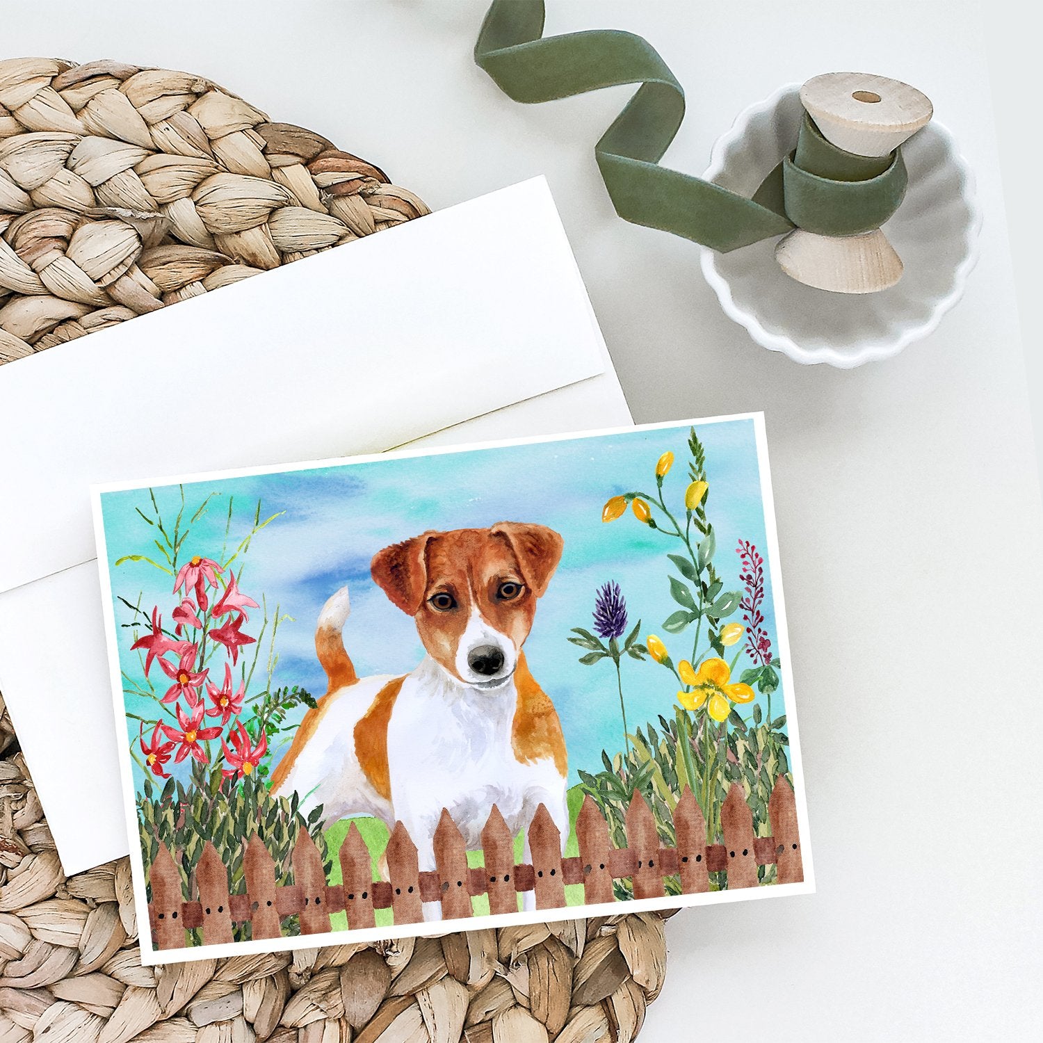 Jack Russell Terrier Spring Greeting Cards and Envelopes Pack of 8 - the-store.com