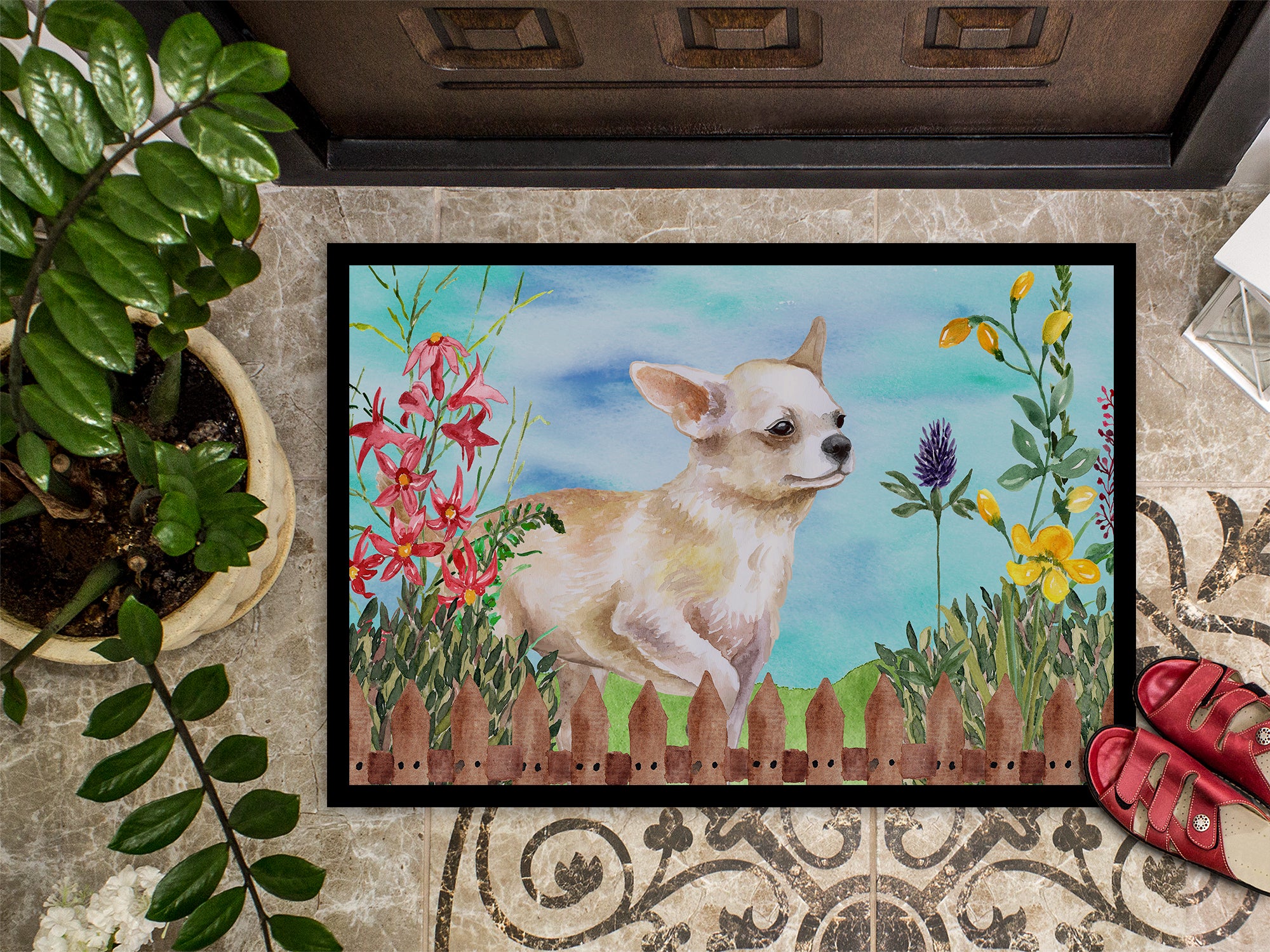 Chihuahua Leg up Spring Indoor or Outdoor Mat 18x27 CK1259MAT - the-store.com