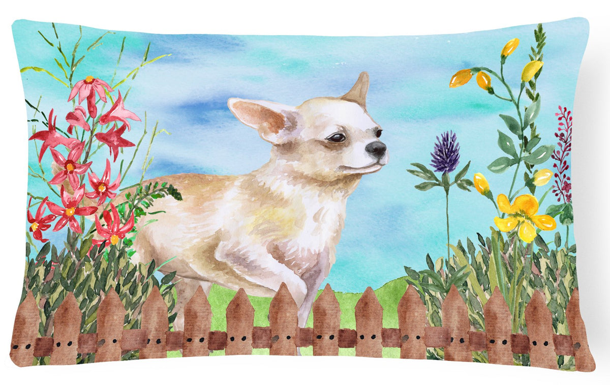 Chihuahua Leg up Spring Canvas Fabric Decorative Pillow CK1259PW1216 by Caroline&#39;s Treasures