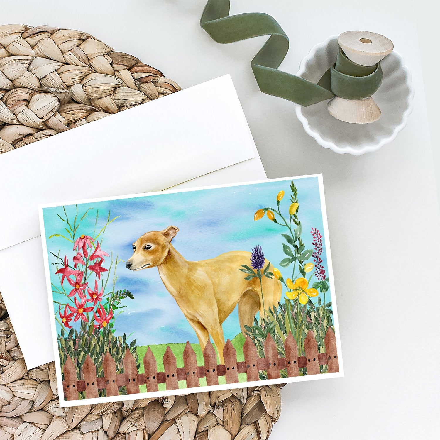 Italian Greyhound Spring Greeting Cards and Envelopes Pack of 8 - the-store.com