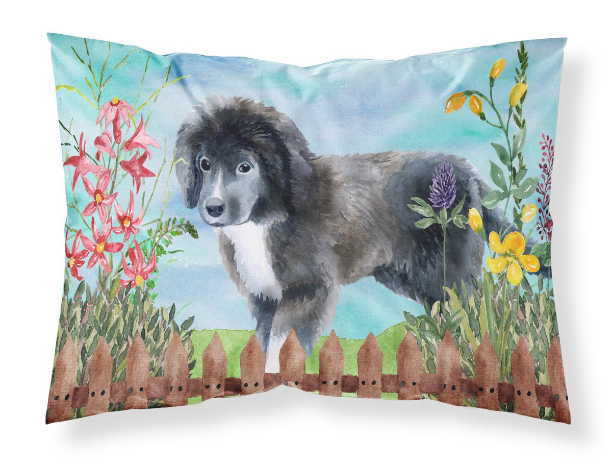 Newfoundland Puppy Spring Fabric Standard Pillowcase CK1261PILLOWCASE by Caroline&#39;s Treasures