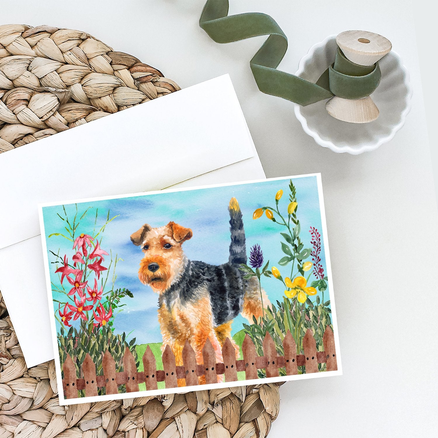 Buy this Welsh Terrier Spring Greeting Cards and Envelopes Pack of 8