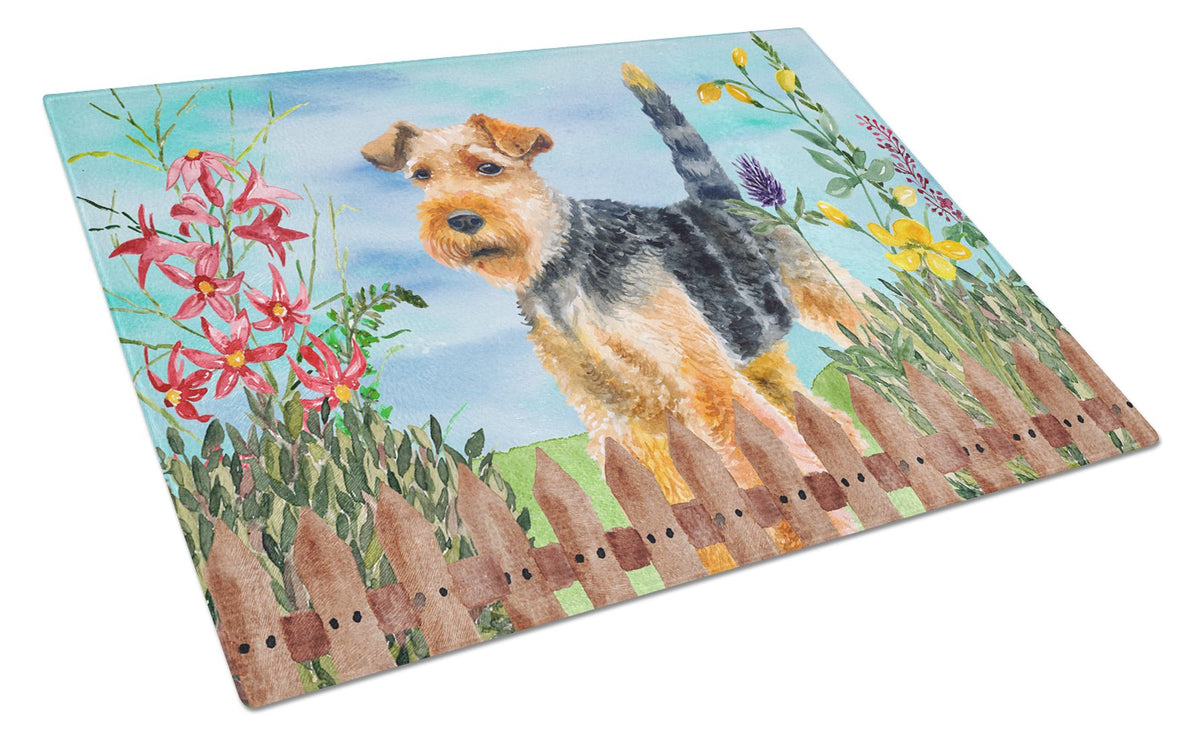Welsh Terrier Spring Glass Cutting Board Large CK1262LCB by Caroline&#39;s Treasures